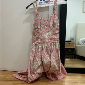 Olivaceous Pink and Cream Floral Maxi Dress